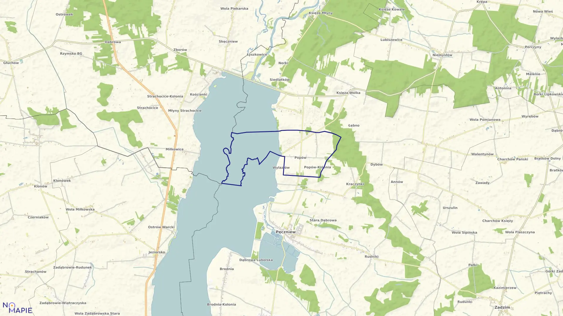 Mapa obrębu POPÓW w gminie Pęczniew